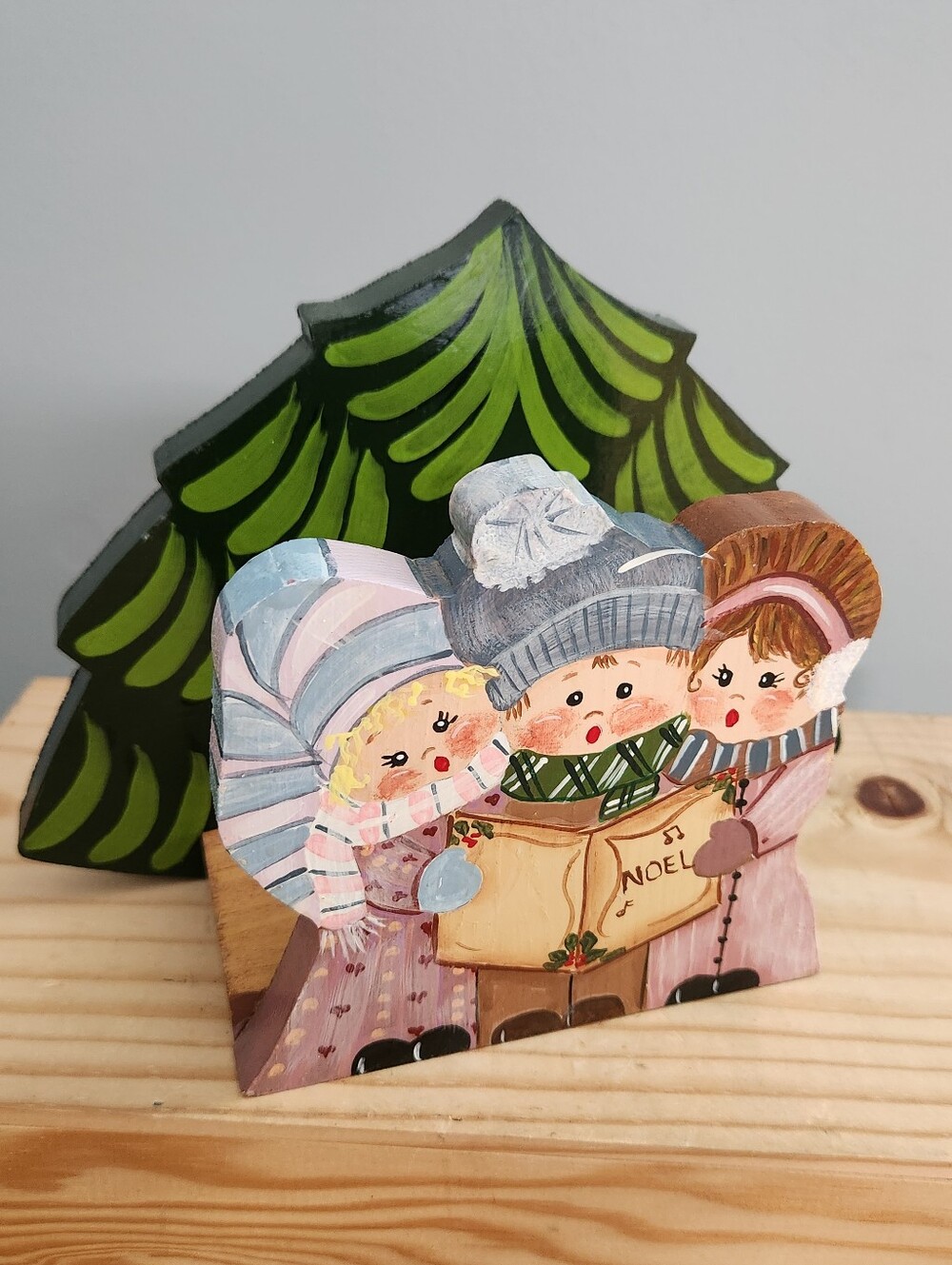 Hand-Painted Holiday Carolers Wooden Napkin Holder